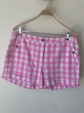JOULES Women's Lydia Shorts Pink/White Checked Cuffed Hem Size 12 US NWT